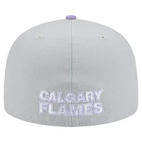Men's New Era  Gray/Light Purple Calgary Flames Color Pack Two-Tone 59FIFTY Fitted Hat