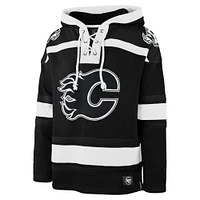 Men's '47 Black Calgary Flames Ice Lace-Up Pullover Hoodie