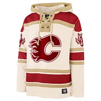 Men's '47  Cream Calgary Flames Superior Lacer Pullover Hoodie