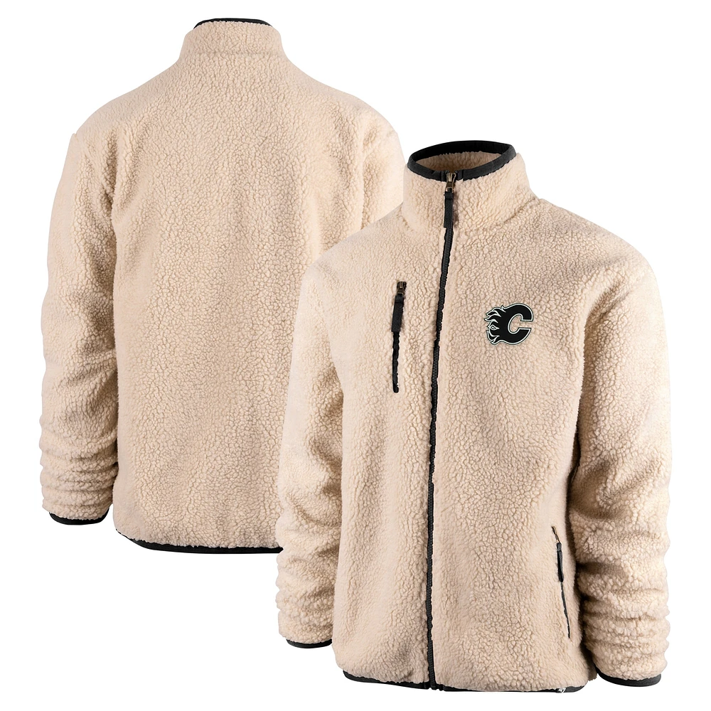 Men's '47 Oatmeal Calgary Flames Stowe Sherpa Full-Zip Jacket