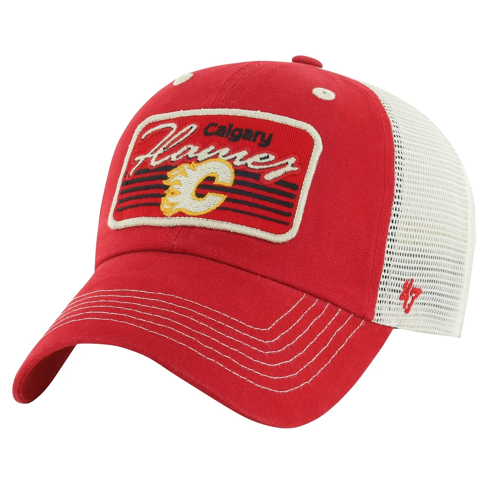 Men's '47  Red Calgary Flames Five Point Patch Clean Up Adjustable Hat