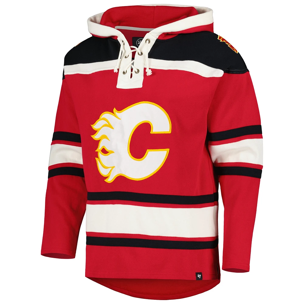 Men's '47 Red Calgary Flames Superior Lacer Pullover Hoodie