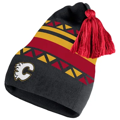 Calgary Flames adidas Reverse Retro 2.0 Pom Cuffed Knit Hat - Black