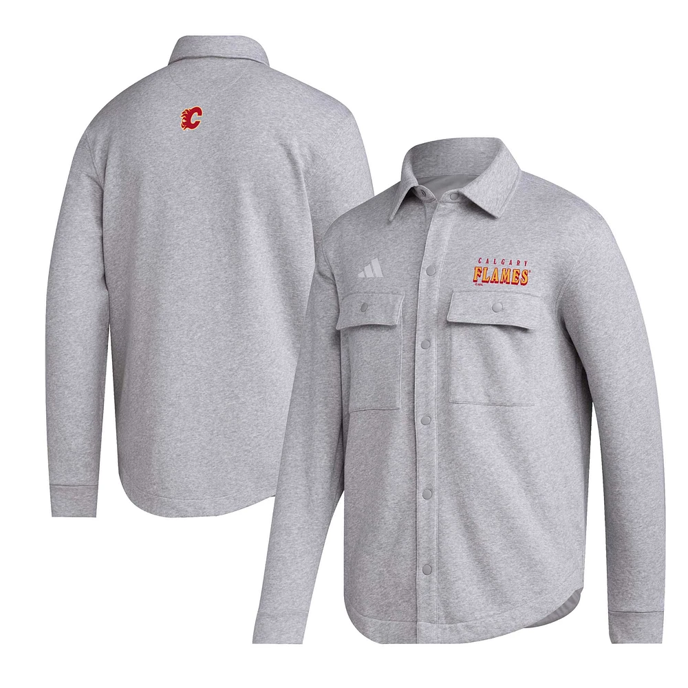 Veste à capuche boutonnée Unitefit des Flames de Calgary adidas pour hommes, gris