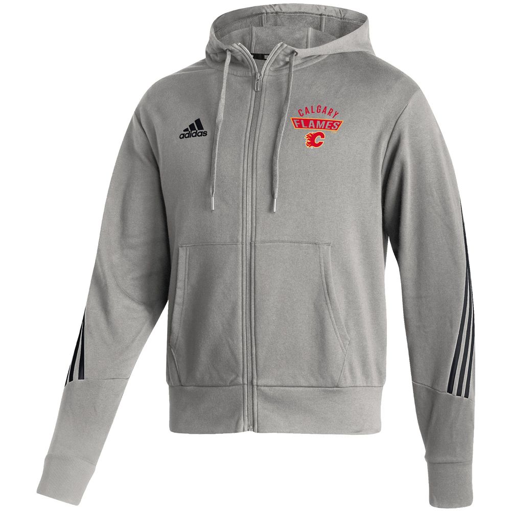 Men's adidas Heathered Gray Calgary Flames Fashion - Full-Zip Hoodie