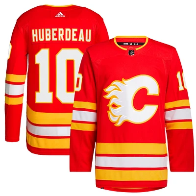 Maillot authentique à domicile Primegreen des Flames de Calgary rouge adidas Jonathan Huberdeau pour homme