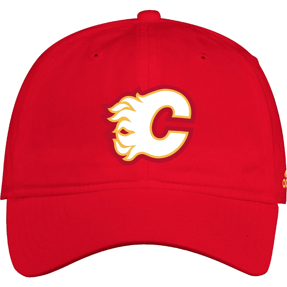 Casquette ajustable adidas Calgary Flames en coton rouge pour hommes