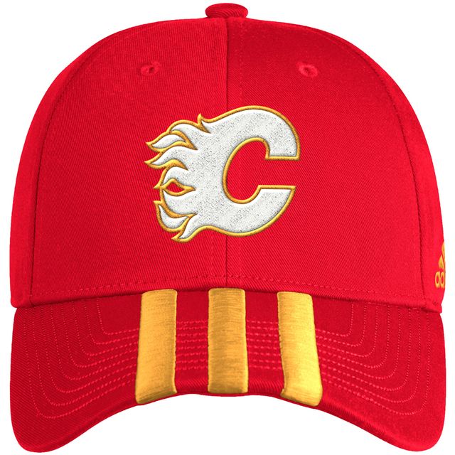 Casquette ajustable à trois bandes adidas Calgary Flames rouges pour hommes