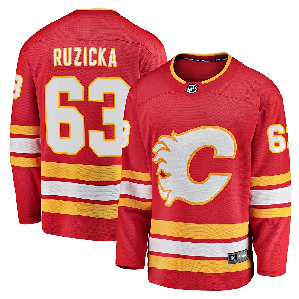 Fanatics pour hommes Adam Ruzicka, joueur échappé à domicile des Flames de Calgary, rouge - Maillot