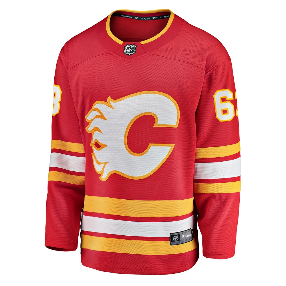 Fanatics pour hommes Adam Ruzicka, joueur échappé à domicile des Flames de Calgary, rouge - Maillot