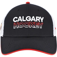 Men's Fanatics Black/White Calgary Flames Authentic Pro Rink Alternate Trucker Adjustable Hat