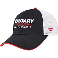 Men's Fanatics Black/White Calgary Flames Authentic Pro Rink Alternate Trucker Adjustable Hat