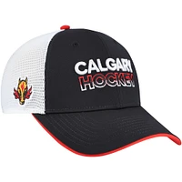 Men's Fanatics Black/White Calgary Flames Authentic Pro Rink Alternate Trucker Adjustable Hat