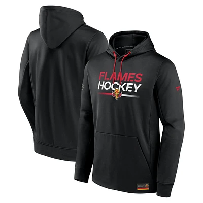 Men's Fanatics Black Calgary Flames  Authentic Pro Alternate Logo Fleece Pullover Hoodie
