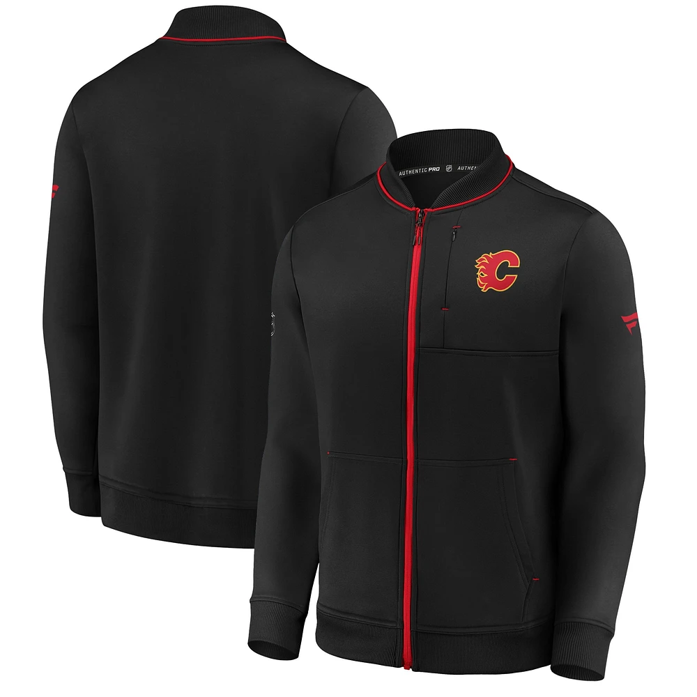 Veste à fermeture éclair intégrale pour vestiaire Calgary Flames Authentic Pro de marque Fanatics homme