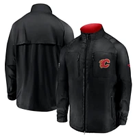 Veste zippée intégrale Fanatics noire authentique Pro Locker Room Rink pour homme des Flames de Calgary
