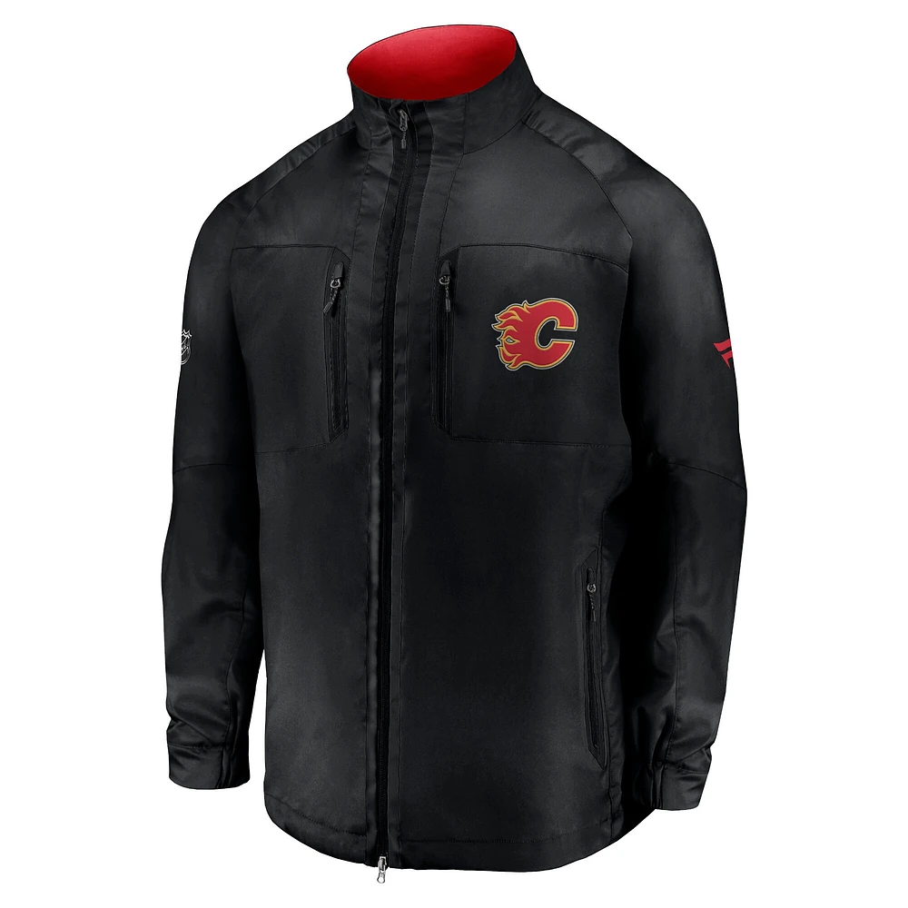 Veste zippée intégrale Fanatics noire authentique Pro Locker Room Rink pour homme des Flames de Calgary