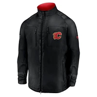 Veste zippée intégrale Fanatics noire authentique Pro Locker Room Rink pour homme des Flames de Calgary