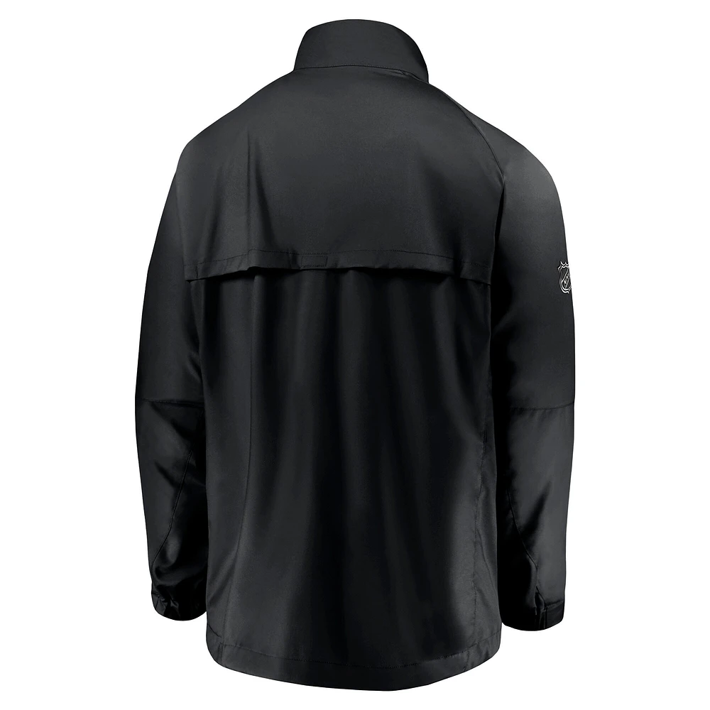 Veste zippée intégrale Fanatics noire authentique Pro Locker Room Rink pour homme des Flames de Calgary