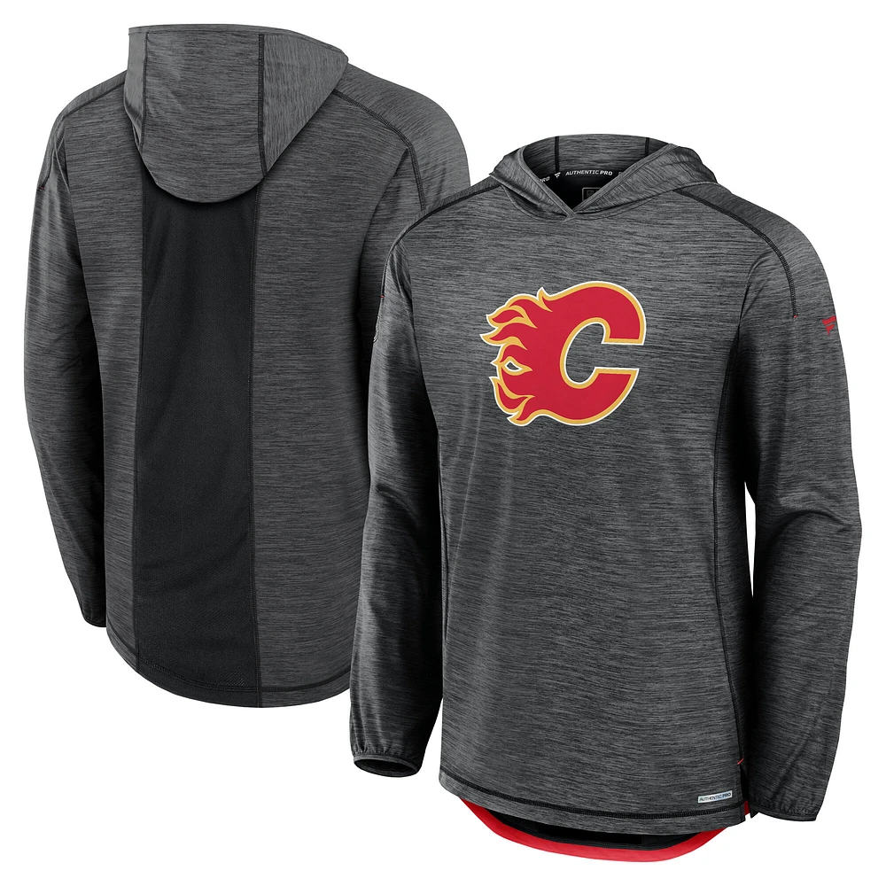 Men's Fanatics  Black Calgary Flames Authentic Pro Rink Lightweight Pullover Hoodie