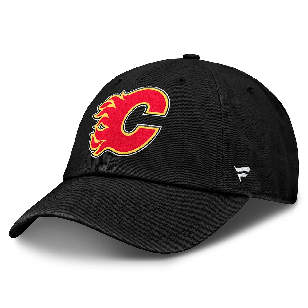 Men's Fanatics Black Calgary Flames Core Fundamental Adjustable Hat