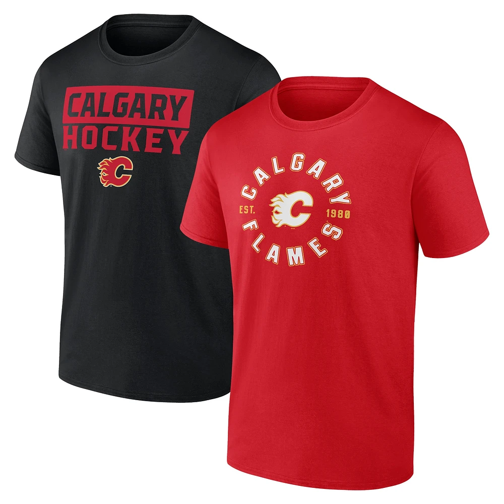 Pack combiné de t-shirts service fanatiques des Flames Calgary pour hommes