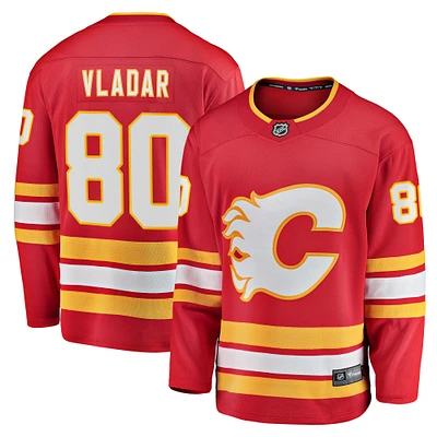 Maillot de joueur échappé à domicile Fanatics Daniel Vladar des Flames Calgary, rouge, pour hommes