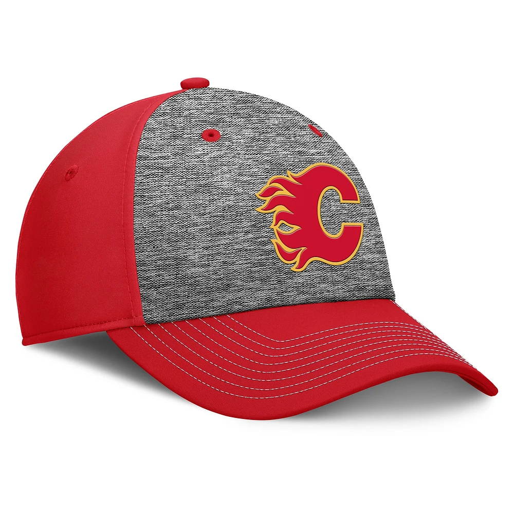 Men's Fanatics Gray/Red Calgary Flames Fundamental Top Shelf 2-Tone Flex Hat