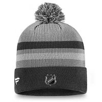 Men's Fanatics Gray Calgary Flames Authentic Pro Home Ice Cuffed Knit Hat with Pom