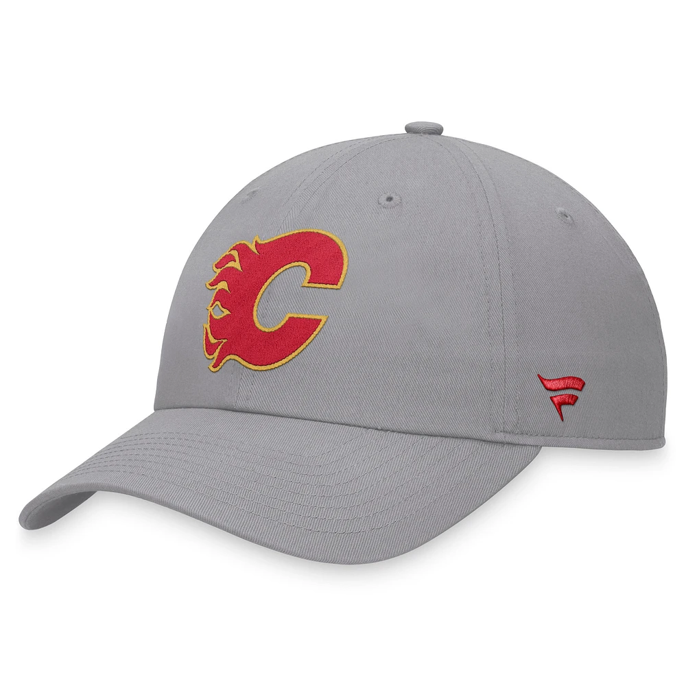 Casquette réglable pour temps supplémentaire des Flames de Calgary Fanatics pour hommes, gris