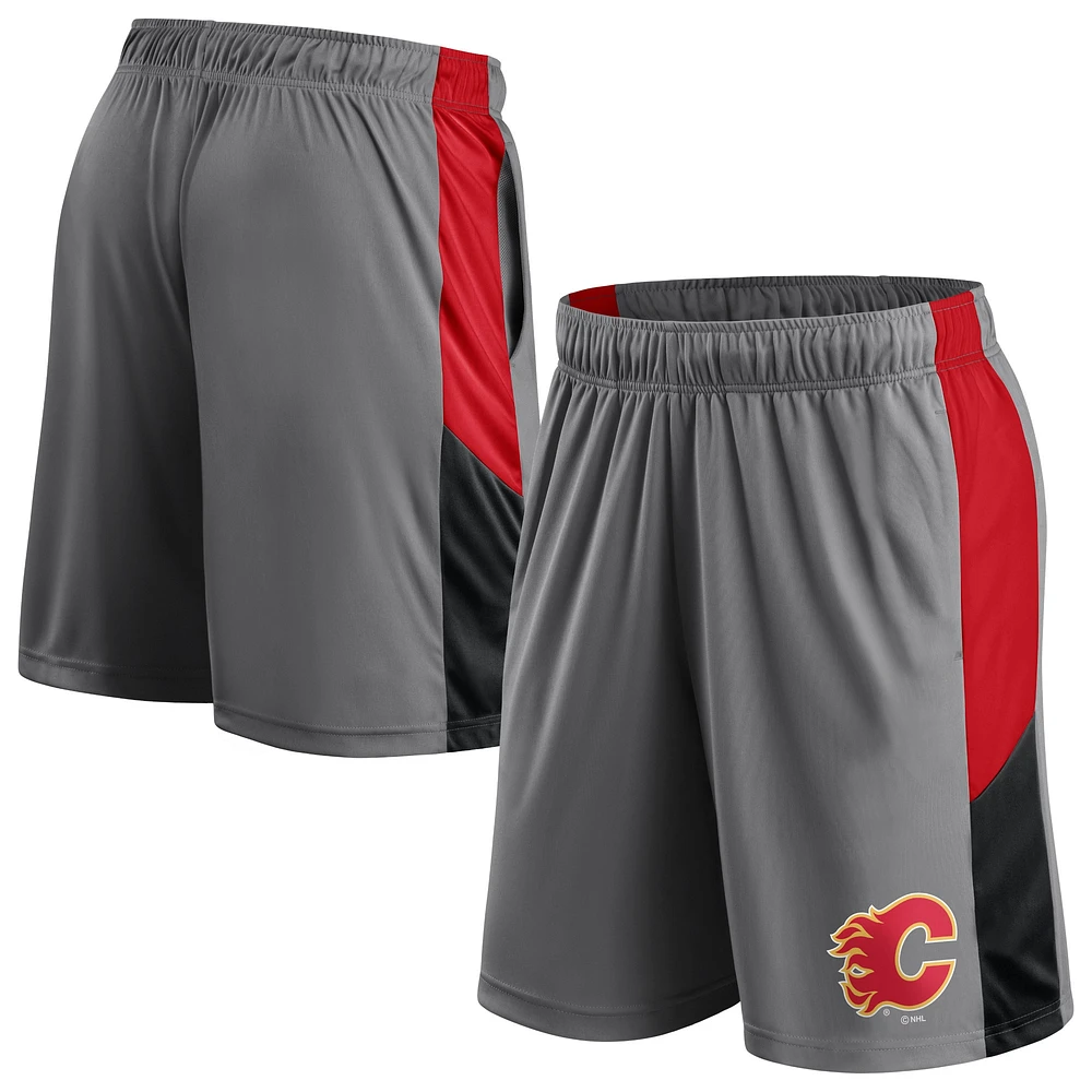 Short gris Fanatics avec logo des Flames de Calgary pour hommes