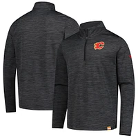 Pull léger à glissière quart de tour Fanatics Heather Charcoal Calgary Flames Authentic Pro pour homme