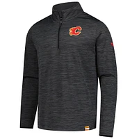 Pull léger à glissière quart de tour Fanatics Heather Charcoal Calgary Flames Authentic Pro pour homme