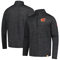 Pull léger à glissière quart de tour Fanatics Heather Charcoal Calgary Flames Authentic Pro pour homme