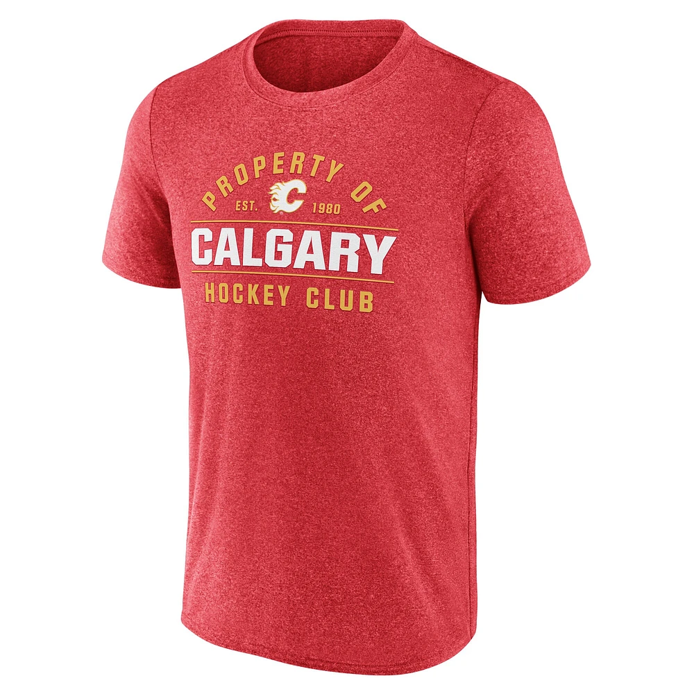 Men's Fanatics Heather Red Calgary Flames Property Of T-Shirt
