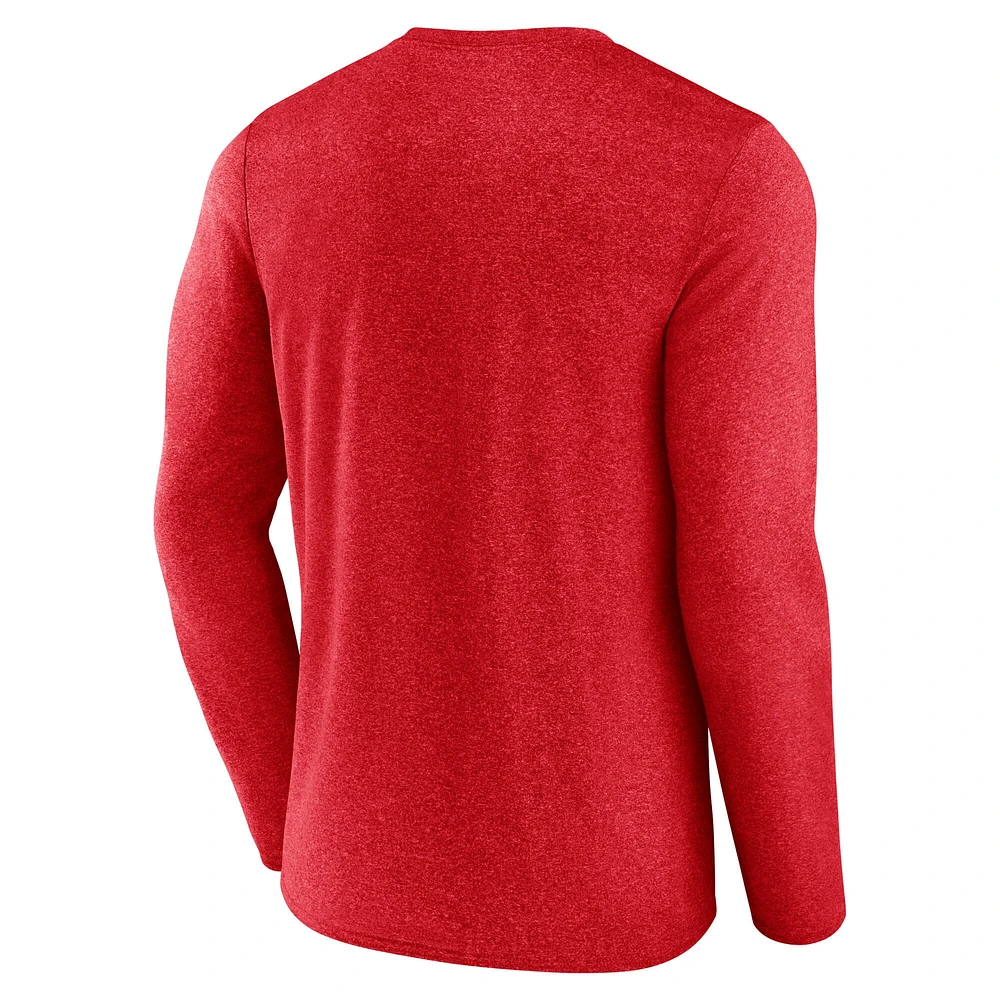 Men's Fanatics Heather Red Calgary Flames Transition Long Sleeve T-Shirt