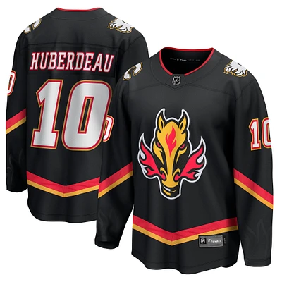 Maillot de joueur alternatif Premier Breakaway des Flames Calgary noir Jonathan Huberdeau Fanatics pour hommes