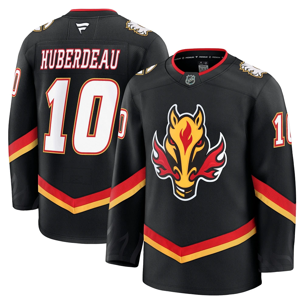 Maillot de joueur alternatif noir qualité supérieure des Flames Calgary Jonathan Huberdeau Fanatics pour hommes