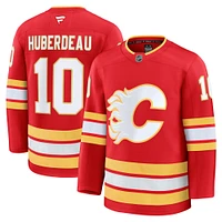 Maillot de joueur à domicile rouge qualité supérieure des Flames Calgary Jonathan Huberdeau Fanatics pour hommes