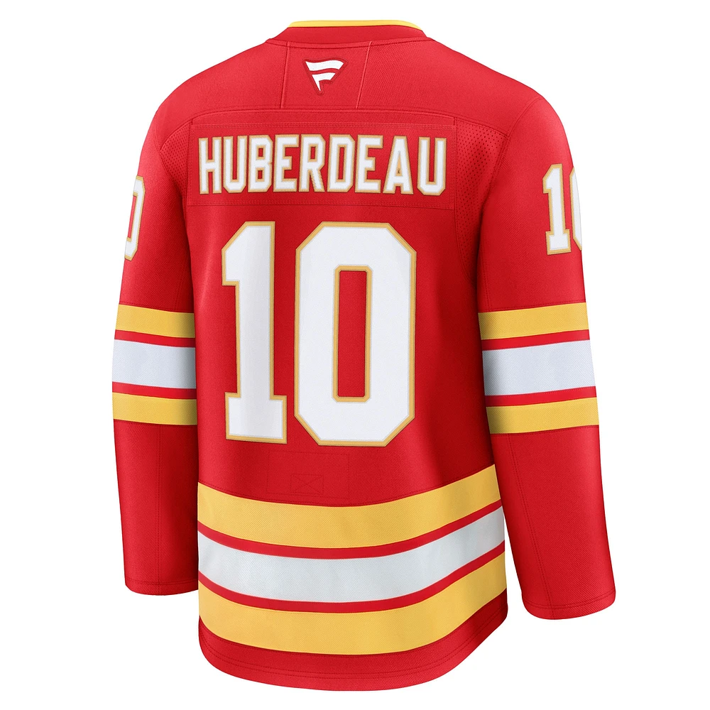 Maillot de joueur à domicile rouge qualité supérieure des Flames Calgary Jonathan Huberdeau Fanatics pour hommes