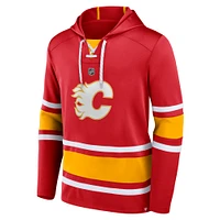 Chandail à capuchon lacets avec nom et numéro des Flames de Calgary Fanatics Jonathan Huberdeau pour hommes