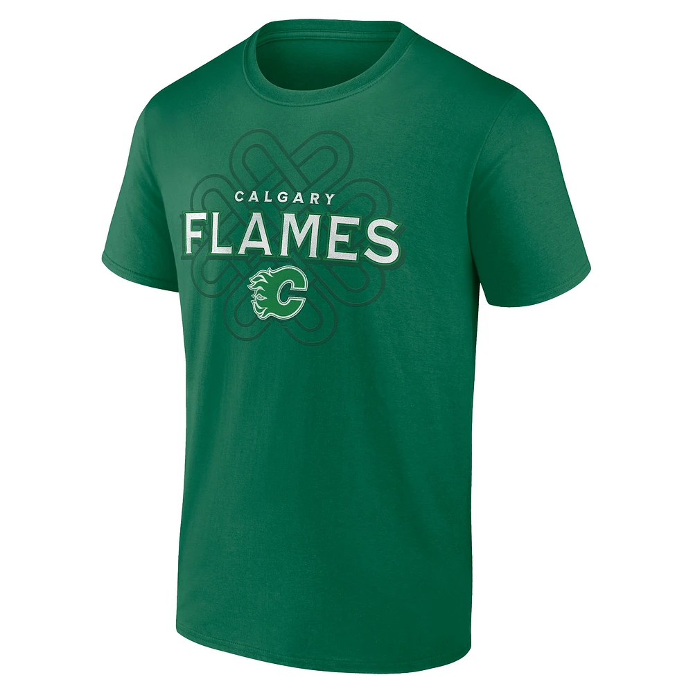 Men's Fanatics Kelly Green Calgary Flames St. Patrick's Day Celtic Knot - T-Shirt