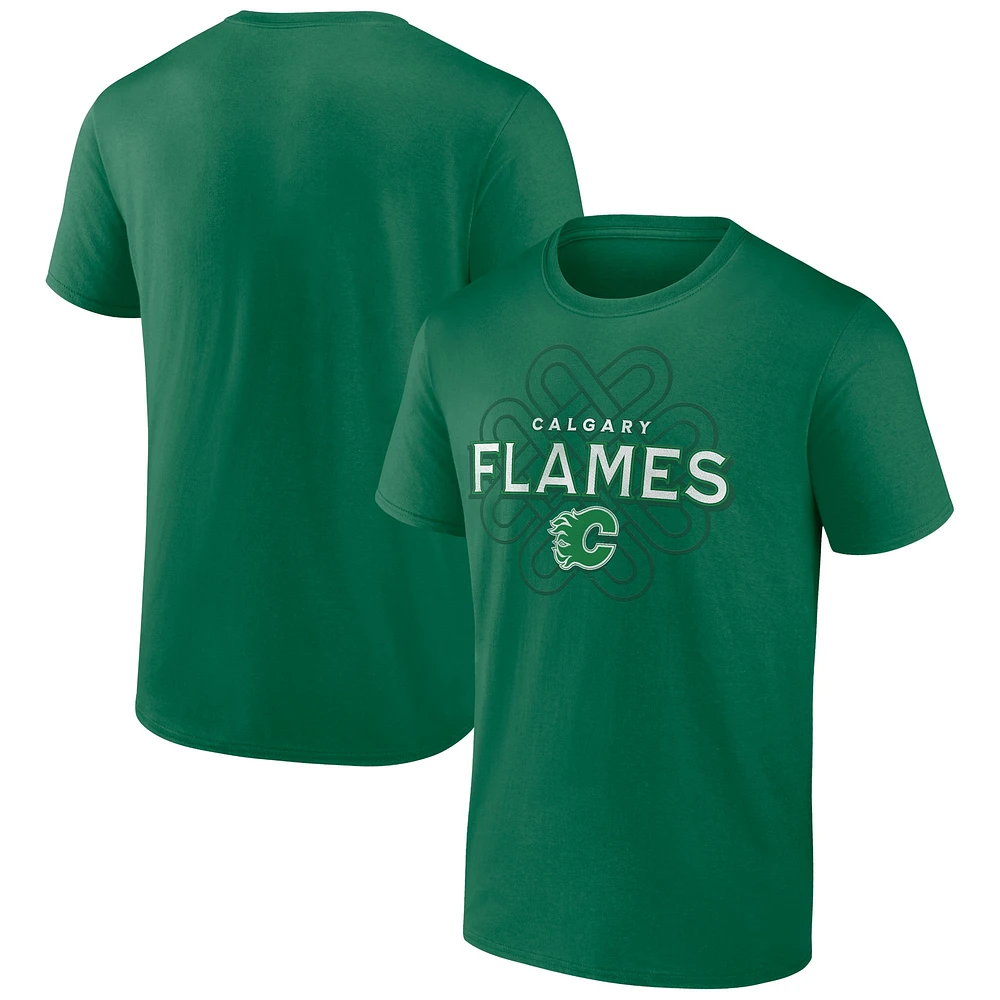 Men's Fanatics Kelly Green Calgary Flames St. Patrick's Day Celtic Knot - T-Shirt