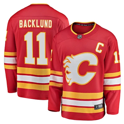 Fanatics pour hommes Mikael Backlund rouge échappée à domicile des Flames de Calgary - Maillot joueur