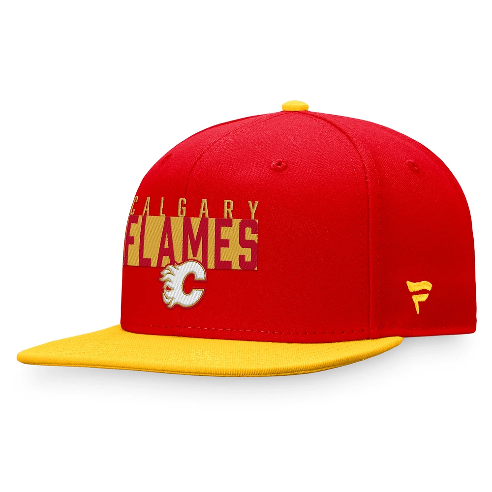 Men's Fanatics Red/Gold Calgary Flames Fundamental Colorblocked Snapback Hat