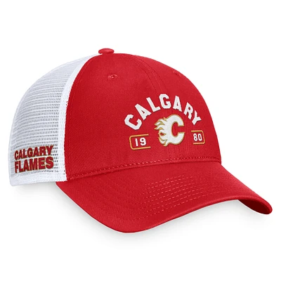 Men's Fanatics Red/White Calgary Flames Free Kick Trucker Adjustable Hat