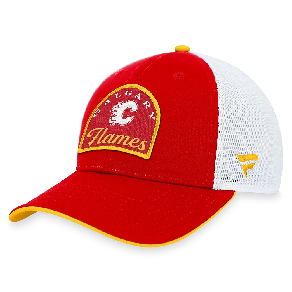 Men's Fanatics Red/White Calgary Flames Fundamental Adjustable Hat