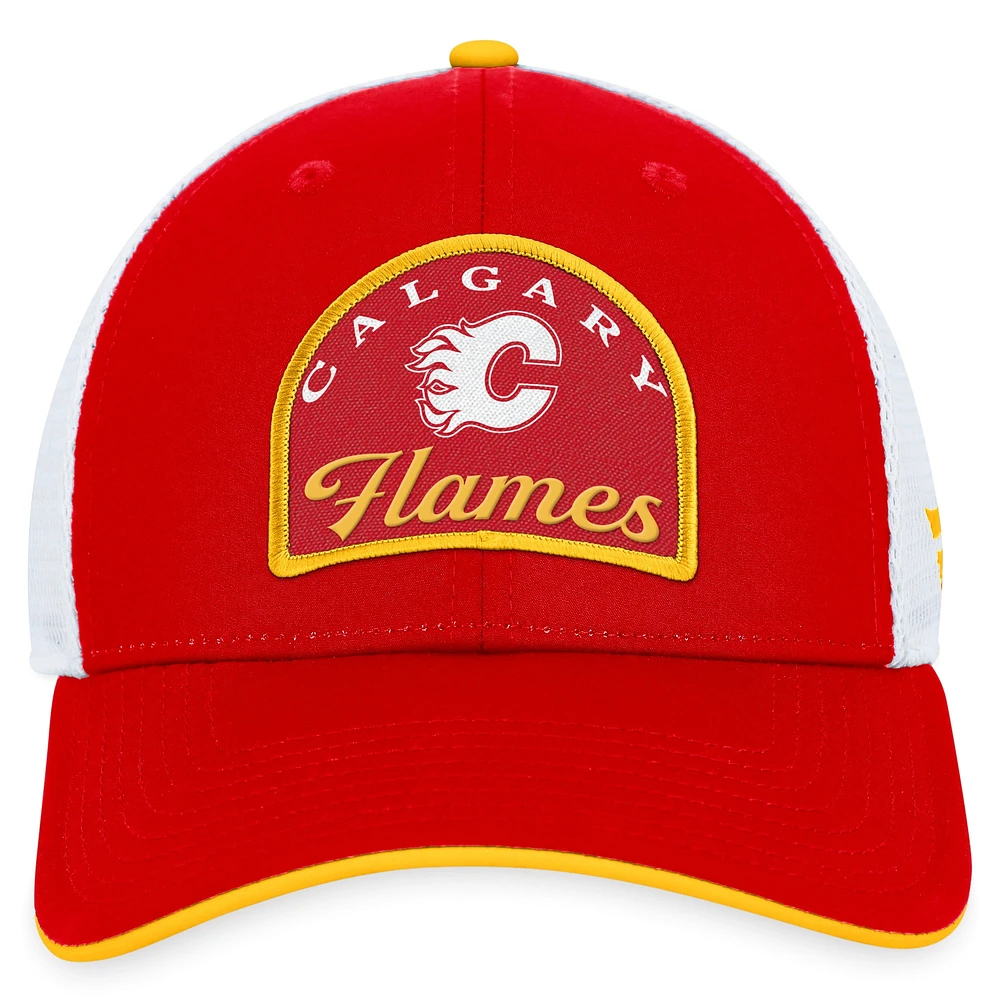 Men's Fanatics Red/White Calgary Flames Fundamental Adjustable Hat