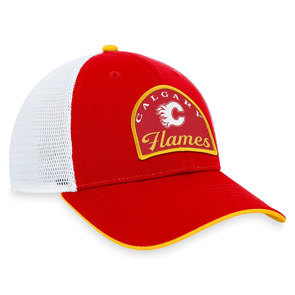 Men's Fanatics Red/White Calgary Flames Fundamental Adjustable Hat