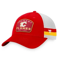 Casquette réglable de camionneur à rayures fondamentales des Flames de Calgary rouge/blanc Fanatics pour hommes